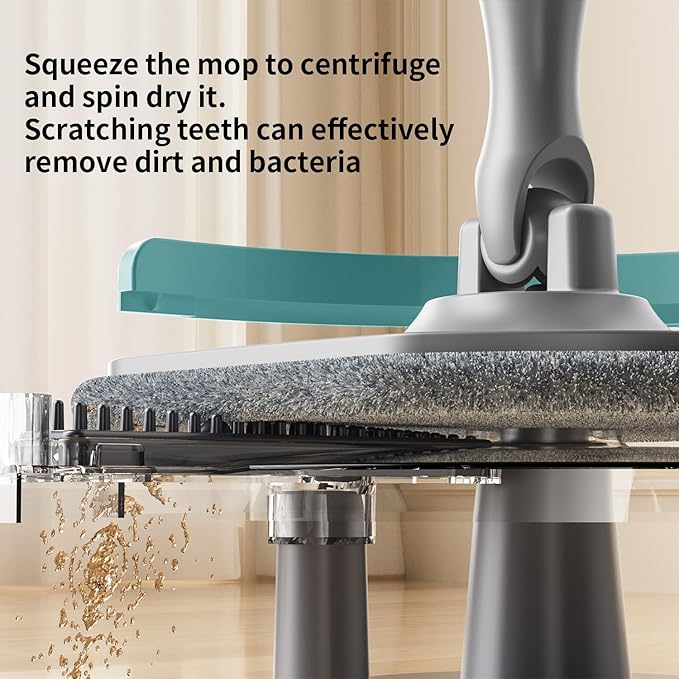 Spin Mop and Bucket with Separate Dirty and Clean Water,360° Spin Mop and Bucket System with Widening Foldable Handle,2 Replaceable Mop Pads,Square Mop for Floor Hardwood Tile Marble Wall Cleaning