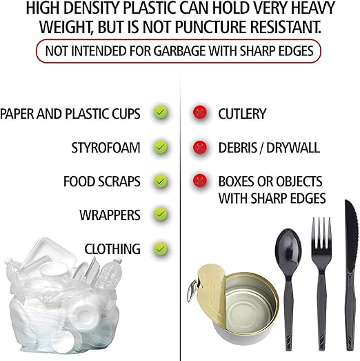 Aluf Plastics High Density Trash Bags, 55-60 Gallon, 200 Count, 21 Micron (eq), 40.5" x 54", Clear, for Bathroom, Office, Industrial, Commercial, Janitorial, Municipal, Recycling