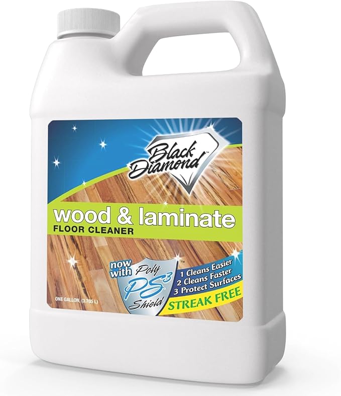 Black Diamond Laminate and Hardwood Floor Cleaner Spray, Versatile Solution Safe for Vinyl Floor Cleaner, Wood Flooring Cleaner, Polish, and Engineered Hardwood Floor Polish. 1-Gallon.