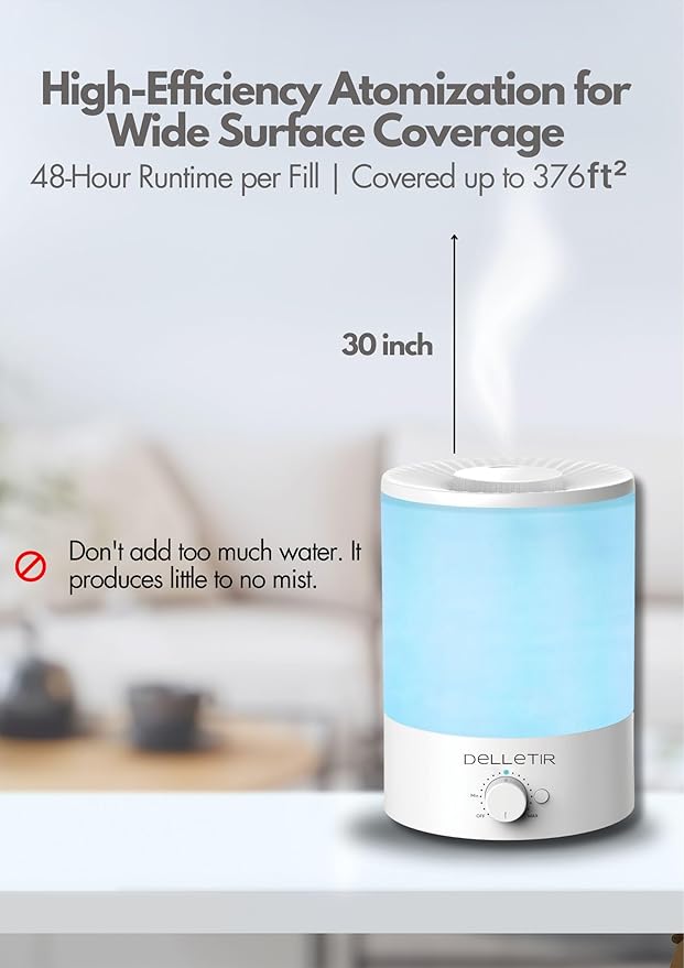 Cool Mist Humidifiers for Babies, Bedroom, Nursery, Home and Office | Super Quiet Ultrasonic Vaporizer, Large Top-Refill 3.5L, Essential Oil Diffuser, Auto Off, Easy Clean