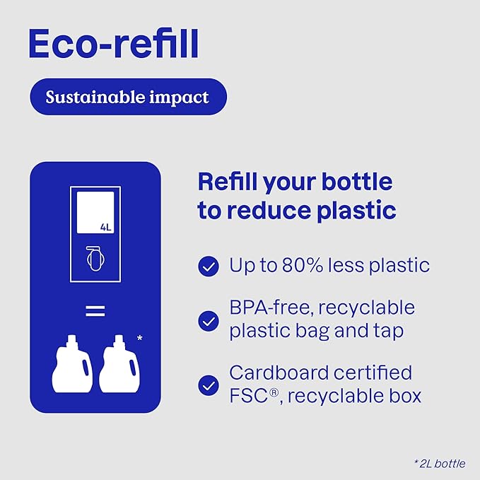 ATTITUDE Liquid Laundry Detergent Refill, EWG Verified, HE Compatible, Plant-Based & Vegan, Natural Laundry Soap, Mountain Fresh Scent, 160 Loads, 135.26 Fl Oz