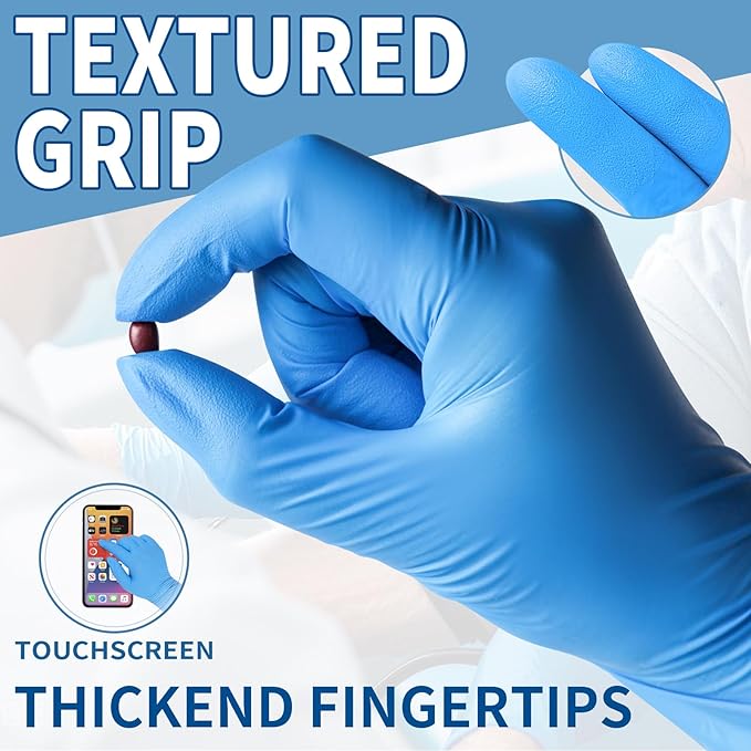 FINITEX Blue Disposable Nitrile Exam Gloves - 200 PCS/BOX 3.5mil Rubber Powder-Free Latex-Free Medical Cleaning Food Gloves
