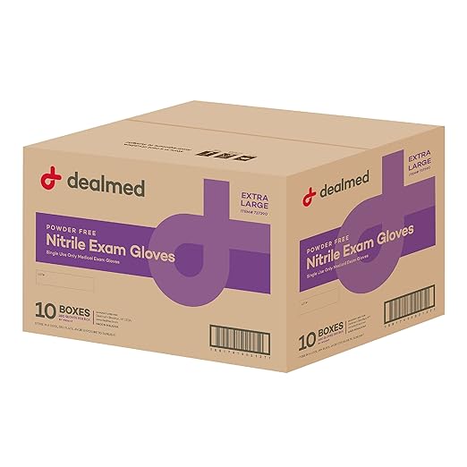 Dealmed Medical Exam Gloves – 1800 Count XL Nitrile Gloves, Disposable Non-Irritating Latex Free, Multi-Purpose Use for a First Aid Kit and Medical Facilities