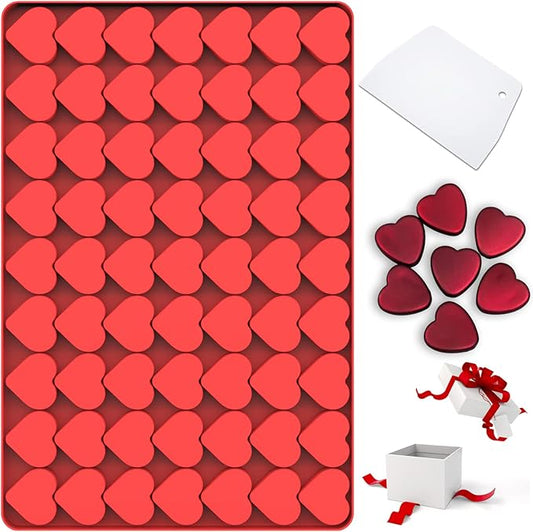 Heart Silicone Molds, 63 Large Heart Chocolate Mold for Baking Candy Gummy Jelly, Lovely Hearts Shaped Chocolate Candy Molds for Birthday & Valentine's Day Gifts for Women Men Lovers