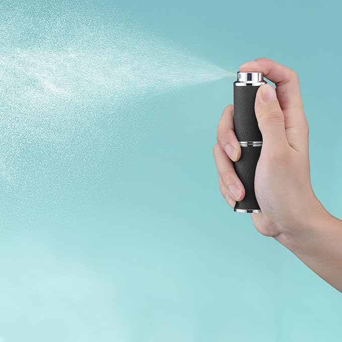 8ML Perfume Atomizer, Empty Leather Cologne Spray Bottle, Mini Perfume Sprayer Dispenser for Travel (1PCS, Black)