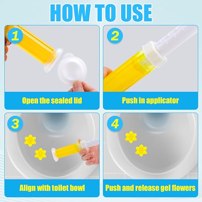 8 Pack Toilet Gel Stamp, 96 Stamps 8 Kinds Of Scent Toilet Bowl Cleaner Gel, Long-Lasting Flowers Shaped Bathroom Freshener, Keeps Toilet Fresh Fragrant and Clean