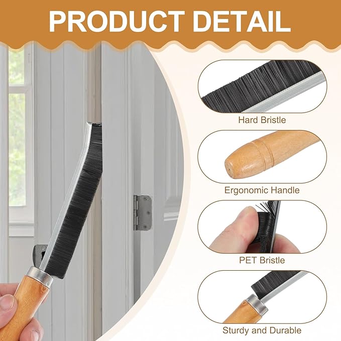 uxcell 4pcs Crevice Cleaning Brush, 8.6 Inch Hard Bristle Cleaning Brush Bathroom Cleaning Tools for Corner, Window, Faucets, Black