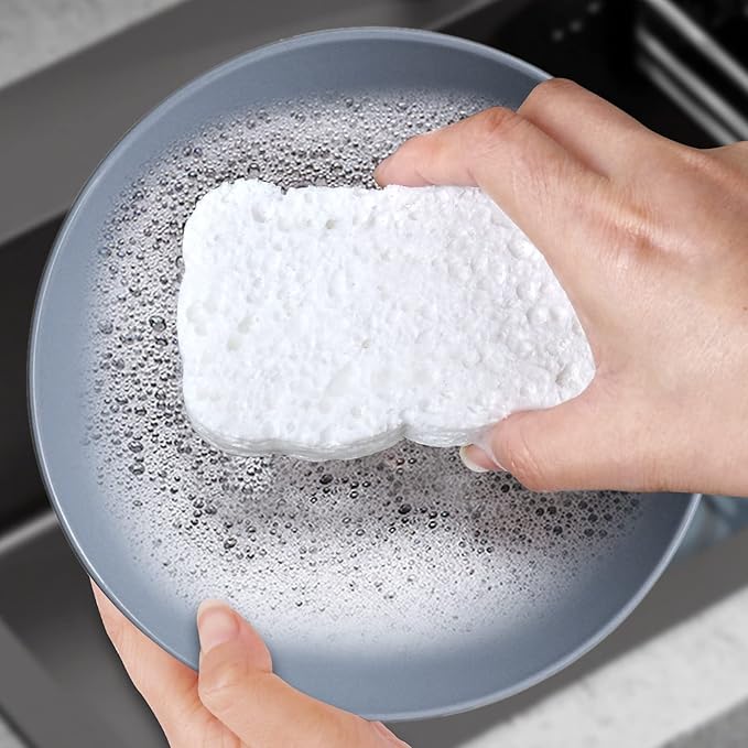 6pcs Premium Heavy-Duty Household Cleaning Sponges Scratch-Free, Multi-Purpose Dish Scrub Sponges Reusable for Home Kitchen Cookware Bathroom, Safe Healthy Scrubbing Sponges Durable
