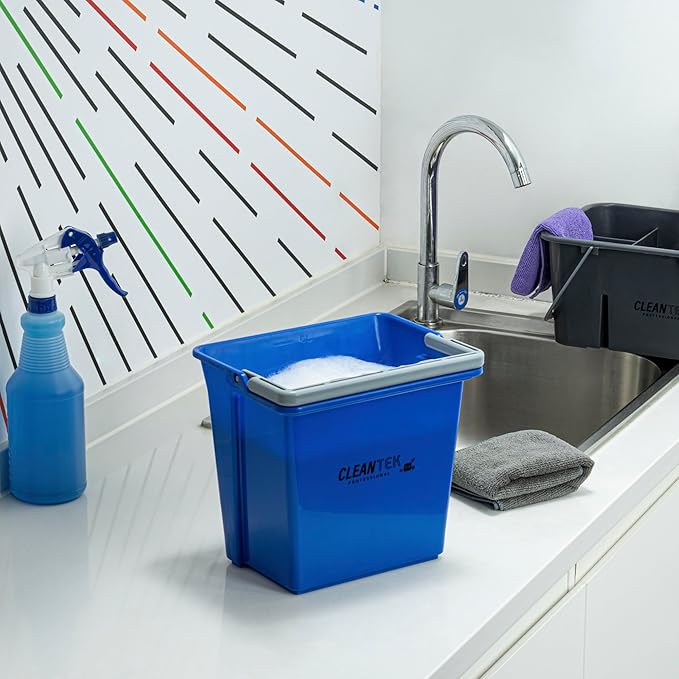 Restaurantware-Clean Tek Professional 6 Quart Cleaning Bucket, 1 Utility Pail with Handle - Heavy-Duty, Portable, Blue Plastic Washing Pail, Perfect for Household, Outdoor, Car Wash and More