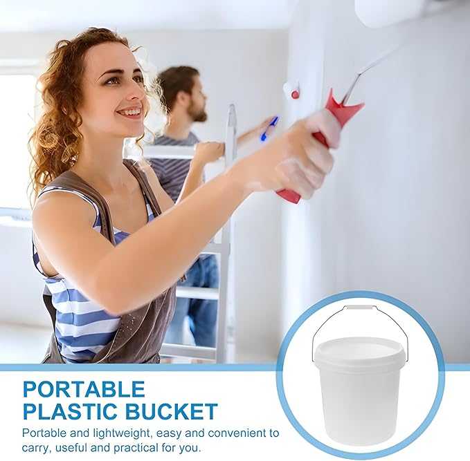 ATERET 2 Gallon White Bucket Only - All Purpose Pails - Food Grade - Made in USA - BPA Free Plastic (6 Pack)