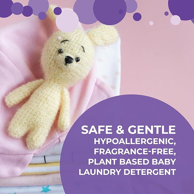 Baby Laundry Detergent, EcoGarantie Certified 100% Organic & Natural, Scent-Free & Hypoallergenic, Dermatologically Tested & Approved - 55 Loads, 92.9 fl. oz (2.75 L)