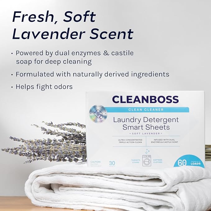 CleanBoss Laundry Detergent Smart Sheets - 30 Sheets