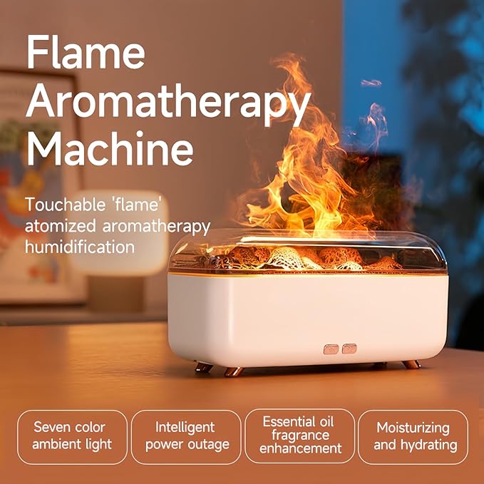 Colorful Flame Essential Oil Diffuser, Mist Humidifier, Aroma Diffuser with Timing Auto-Off 300ml (Black