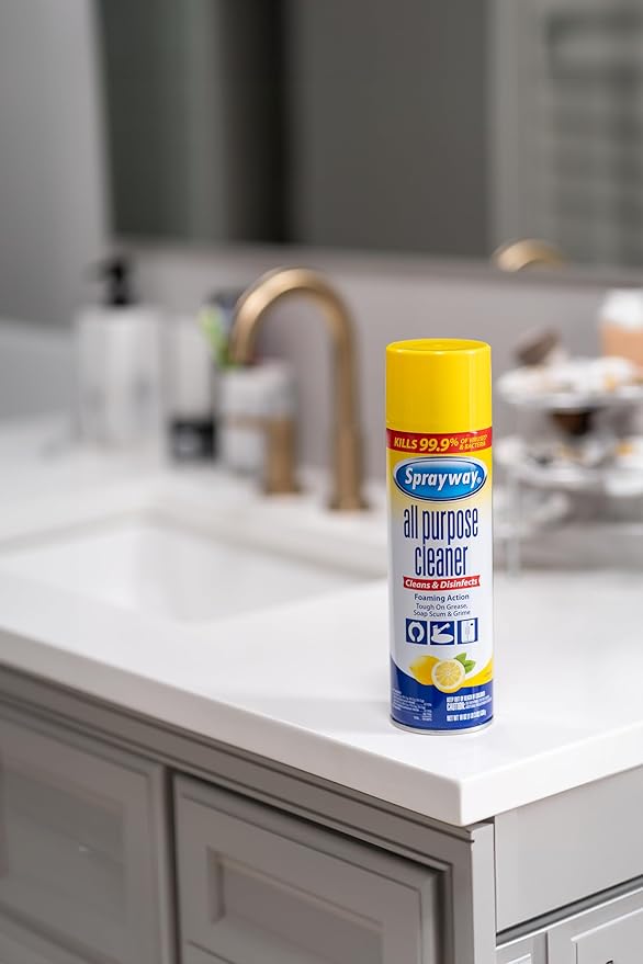 Sprayway All Purpose Cleaner with Lemon Scent, 19oz, Pack of 6 | Foaming Action, Clean, Disinfect, Deodorize | Tough on Grease, Soap Scum, Grime | EPA Approved, Kills 99.9% of Viruses & Bacteria