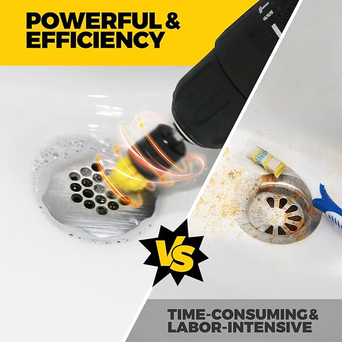 Holikme 6 Piece Drill Brush with Multi-Purpose & Grout Head,Crevice Cleaning Brush，3/4”W Drill Brush Attachment Set, Detailing Brushes for Home/Kitchen/Bathroom/Grout/Tile/Shower/Tub