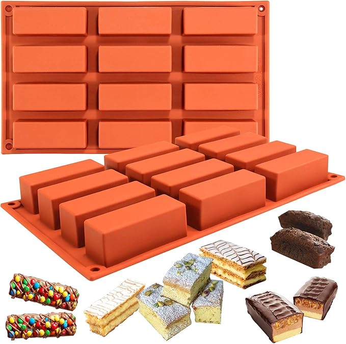 Funshowcase 12 Cavity Narrow Rectangle Bars Silicone Mold