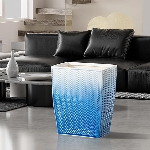 Bathroom Trash Can, Stylish Garbage Container Bin for Living Room, 1.32 Gallon/5 Liters Blue Small Trash Can, Waste Basket for Bathroom, Kitchen, Office, Bedroom-Room Decor.