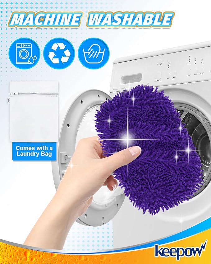 8Pcs Reusable Microfiber Mop Pads Compatible with Swiffer Sweeper Mop, Replacement Wet Mopping pad Refills & Washable Dry Sweeping Cloths for Surface/Hardwood Floor Cleaning