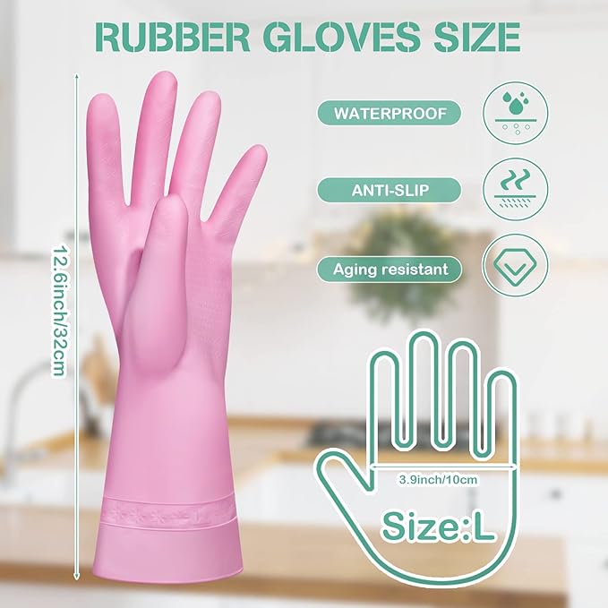 12 Pairs Dishwashing Rubber Gloves Rubber Kitchen Reusable Cleaning Waterproof Household Gloves for Cleaning Washing Working Painting