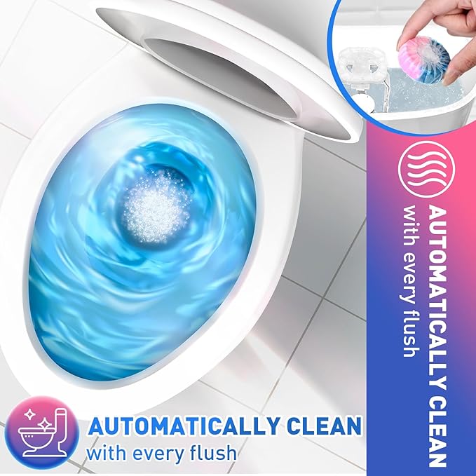 Qualirey 100 Pack Automatic Toilet Cleaner Tablets Toilet Bowl Long Lasting Bathroom Tank Tablets (Pink and Blue)