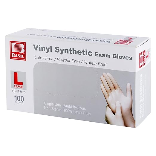 Disposable Medical Clear Vinyl Exam Gloves Industrial Gloves - Latex-Free & Powder-Free100PCS - Large