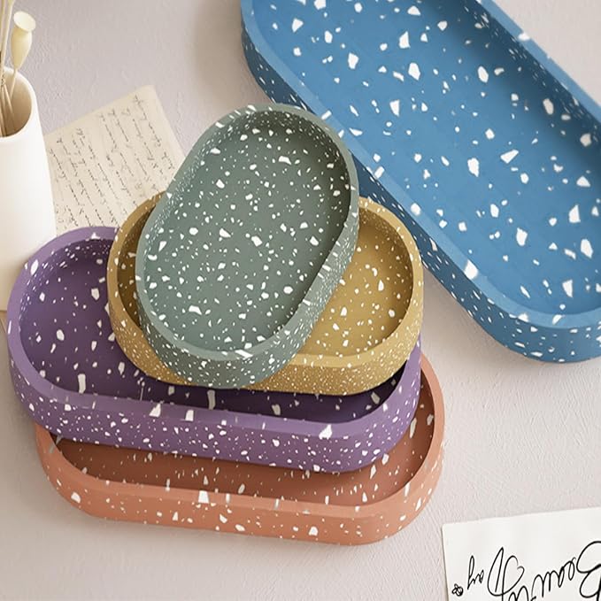 3Pcs Silicone Molds for Resin Casting Tray Molds Oval Resin Molds Silicone Pallet Round Molds