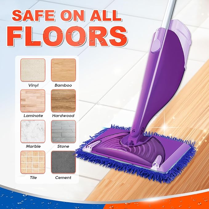 Reusable Mop Pad Wet Jet Refills Compatible with Swiffer WetJet Mop, 4 Pack Wet Jet Pads, Microfiber Mop Pad Refills for Floor Mopping and Cleaning, Wet & Dry Use for Swiffer Wet Jet Pads, Blue