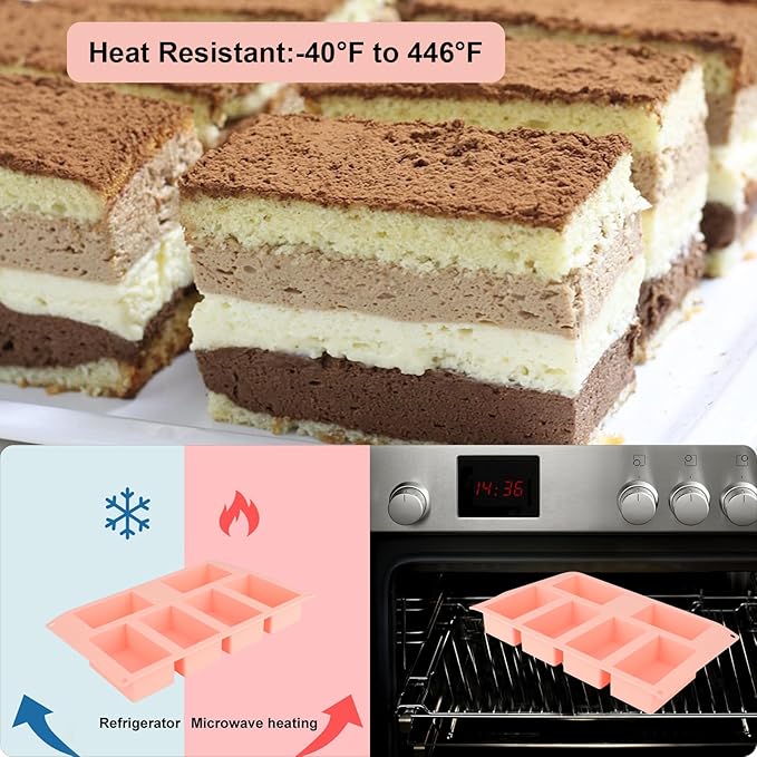 Nalchois Silicone Soap Molds, 6 Cavity Rectangle Silicone Molds for Craft Soap, Cake, Chocolate & Ice Cube Trays, Non-Stick Easy Release BPA Free Loaf Baking Pan Purple