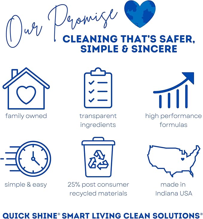 Quick Shine Hardwood Floor Cleaner & Wood Floor Polish w/Plant-Derived Carnauba 2-27oz Bottles, Removes Scratches, Safer Choice, A Clean That Can Be Seen