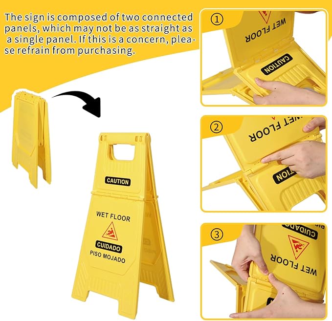 Side Press Wringer Combo Commercial Mop Bucket on Wheels, 35 Quart,Yellow, Including Wet Floor Caution Sign（24Inch） and One Industrail Mop