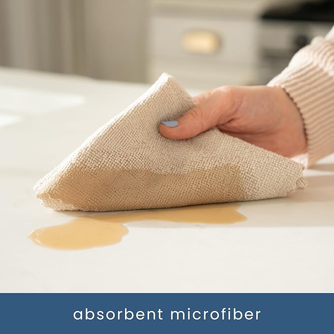 S&T INC. 50 Pack Microfiber Cleaning Cloth with Box, Bulk Towels for Home, Reusable Microfiber Towels for Cars, Cleaning Rags, Beige, 11.8 Inches x 11.8 Inches, 50 Count