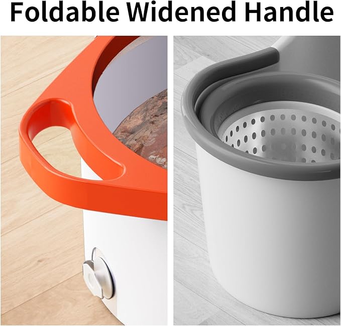 Spin Mop and Bucket Set with Separate Dirty and Clean Water,360° Spin Mop and Bucket System with Widening Foldable Handle,2 Replaceable Mop Pads,Square Mop for Floor Hardwood Tile Marble Wall Cleaning