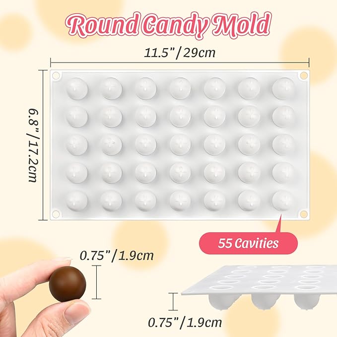 Small Chocolate Molds, 35-Cavity Silicone Sphere Candy Molds, Chocolate Mold for Cake Decoration, Chocolate Candy Gummy Mousse Jelly Pudding Ice Cube Tray, Fruit Snacks, Keto Snacks