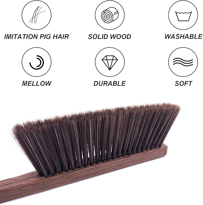 Hand Broom Cleaning Brushes-Soft Bristles Dusting Brush for Cleaning Car/Bed/Couch/Draft/Garden/Furniture/Clothes,Wooden Handle