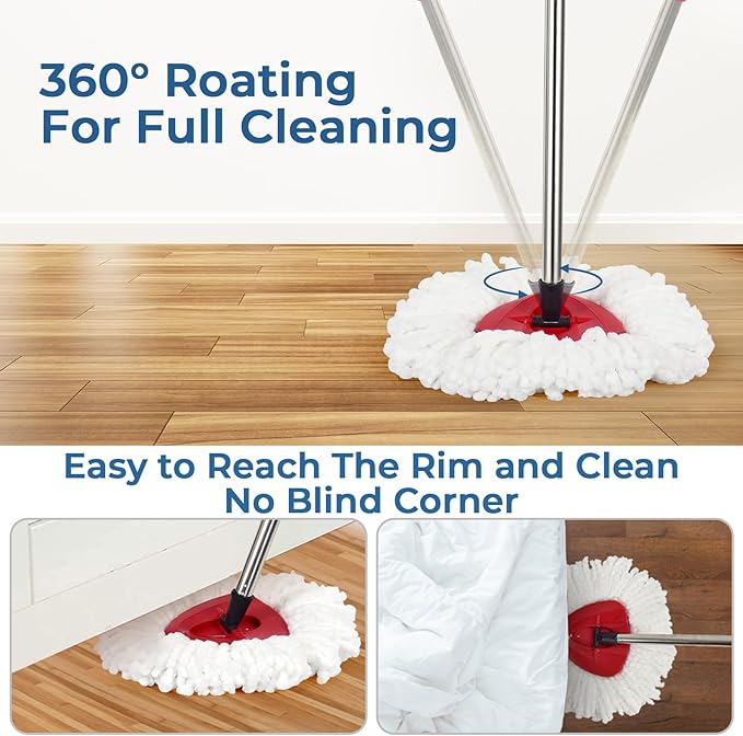 Matthew Cleaning 3Pack White Microfiber Spin Mop Replacement Head Compatible with EasyWring Spin Mop Replace Head-EasyWring High Absorbency,Machine Washable,Microfiber Spin Mop Refills