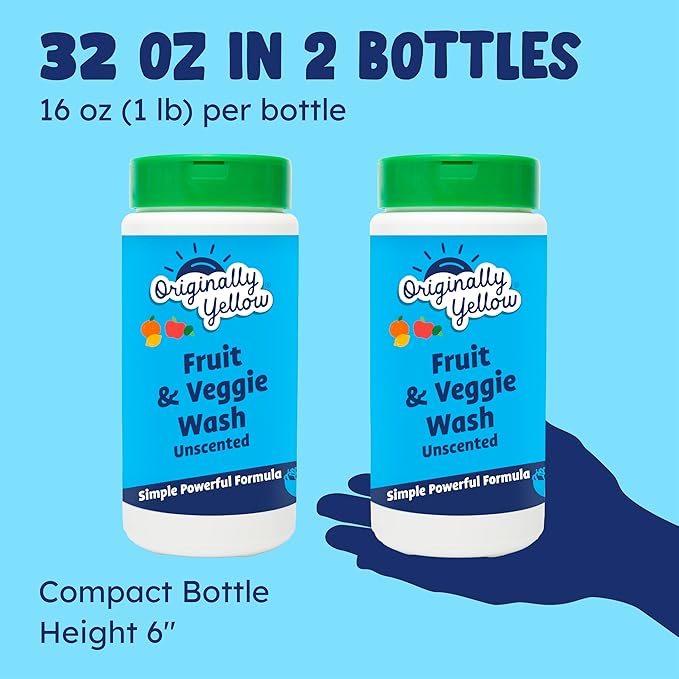 Originally Yellow USA Made All-Purpose Fruit And Vegetable Wash | Food-Grade Fruit and Veggie Wash With No Aftertaste | Powerful Cleaning & Safe Ingredients | Plant-Derived Produce Cleaner | 2 lb