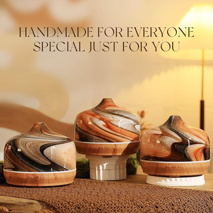 Porseme 500ml Glass Essential Oil Diffuser Aromatherapy Ultrasonic Cool Mist Humidifier 15-21 Running Hours Waterless Auto-Off Air Diffusers for Sleeping,Yoga,Office Working,Spa and Rest (Deep Desert)