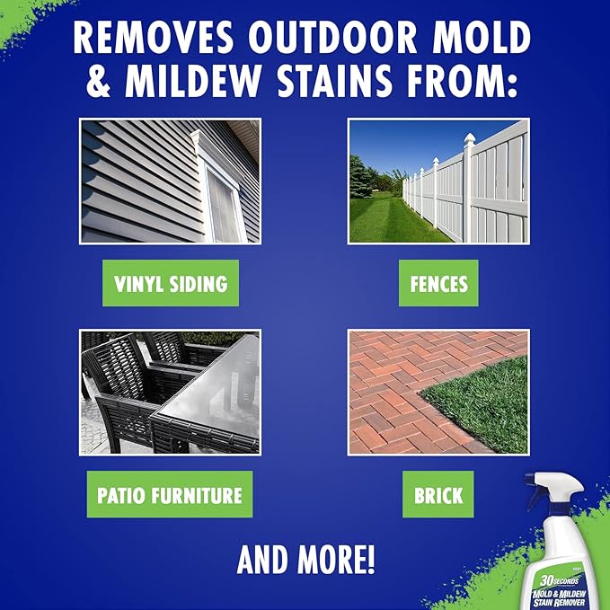 30 SECONDS Mold & Mildew Stain Remover Spray- Indoor & Outdoor Use
