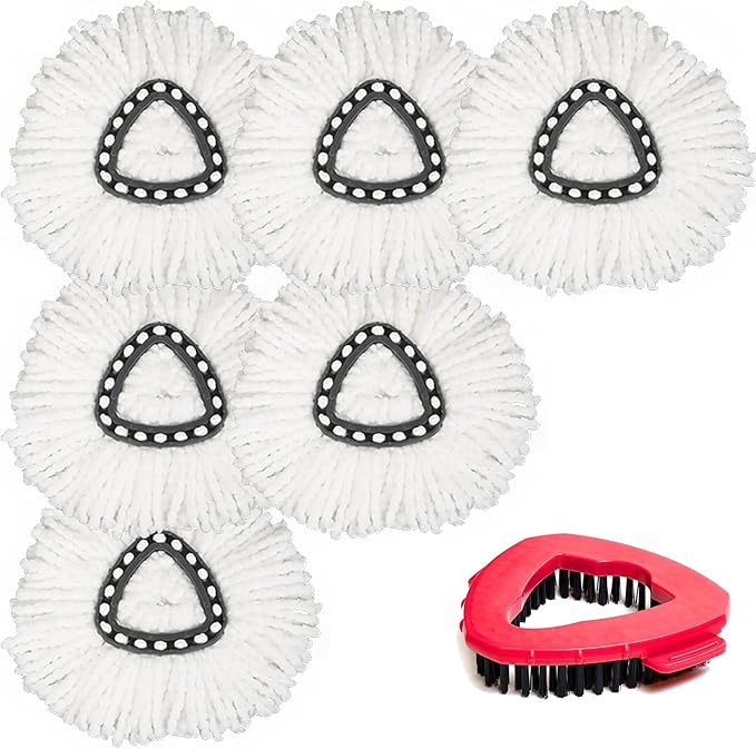 7 Pack Mop Head Replacement for O Cedar: Spin Mop Refill Compatible with Ocedar - Microfiber Replace Heads and Tile Marble Grout Scrubber Bristle for O'ceda