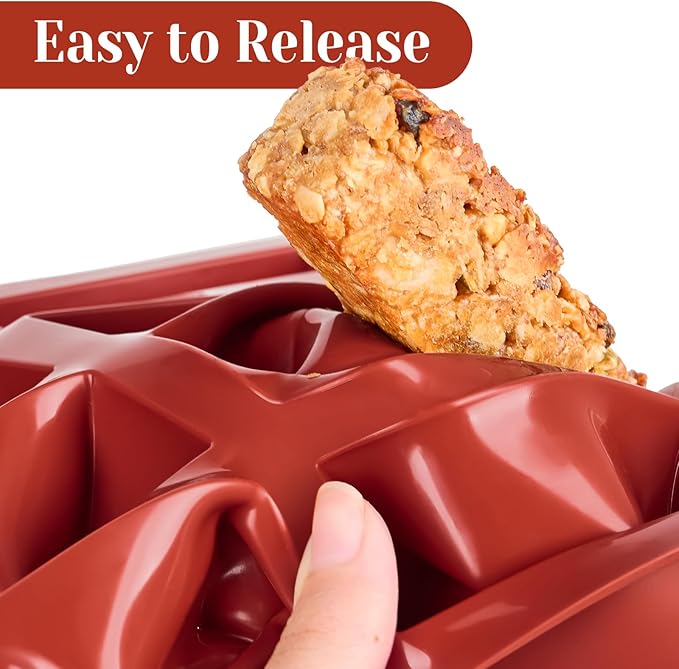 2 Pack Silicone Granola Bar Molds, 12 Cavity Rectangle Protein Bar Mold Silicone Baking Molds for Butter/Chocolate/Candy/Cereal/Energy Bars