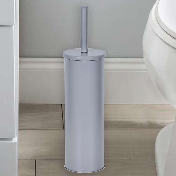 Deep & Sturdy Toilet Bowl Brush with Holder - Durable Scrubbing - Toilet Cleaners - Household Essentials - Bathroom Cleaner - Cleaning Supplies - Household Supplies, Matte Gray