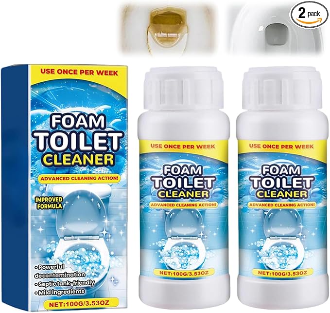2pcs Foam Toilet Cleaner, 2025 New Powerful Toilet Bowl Cleaner, Advanced Home Bathroom Cleaning Solution，Powerful Instant Bowl Cleaner for Toilets & Squatting Pans