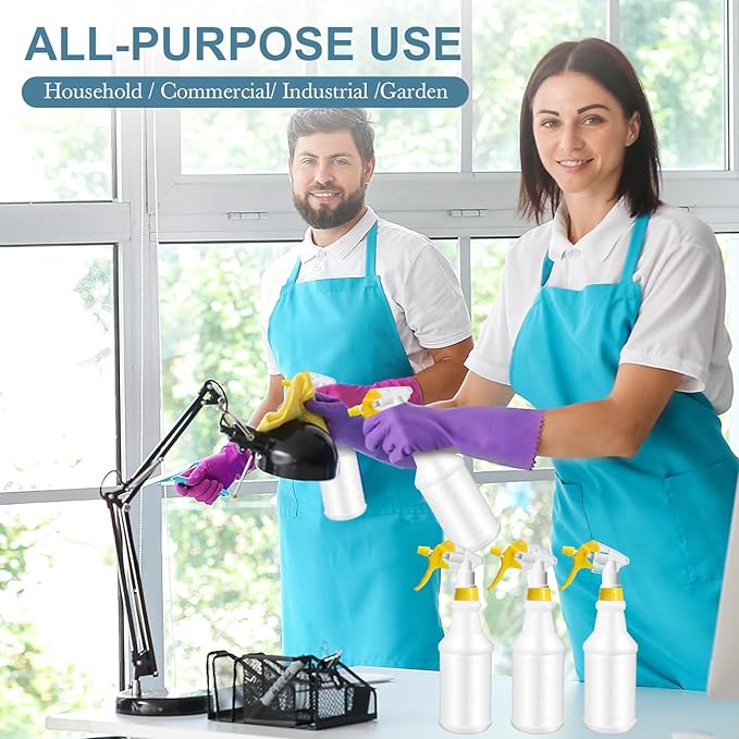 10 Pack Spray Bottles 16 oz Empty Water Spray Bottles for Cleaning Heavy Duty Refillable Squirt ‌container with Measurements Adjustable Nozzle for Household(Yellow,Stylish Style)