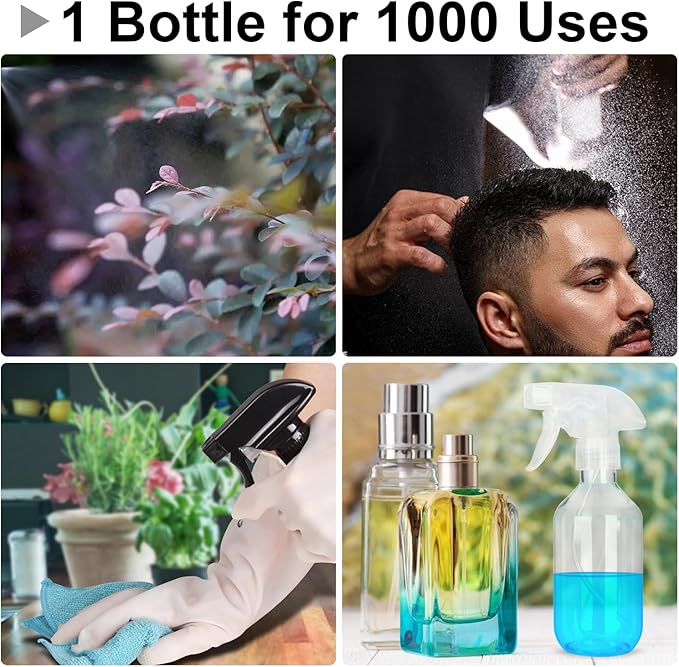 Plastic Spray Bottles - 10.5OZ/300ML Empty Spray Bottles for Cleaning Solutions,Pet, Essential Oils, Hair, Cooking - Mist/Stream Water Bottle