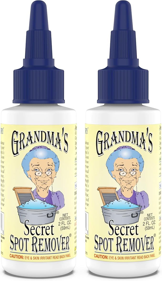 Grandma's Secret Spot Remover for Clothes - Chlorine, Bleach and Toxin-Free - Fabric Stain Remover Removes Oil, Paint, Blood and Pet Stains – 2 Ounce, Pack of 2