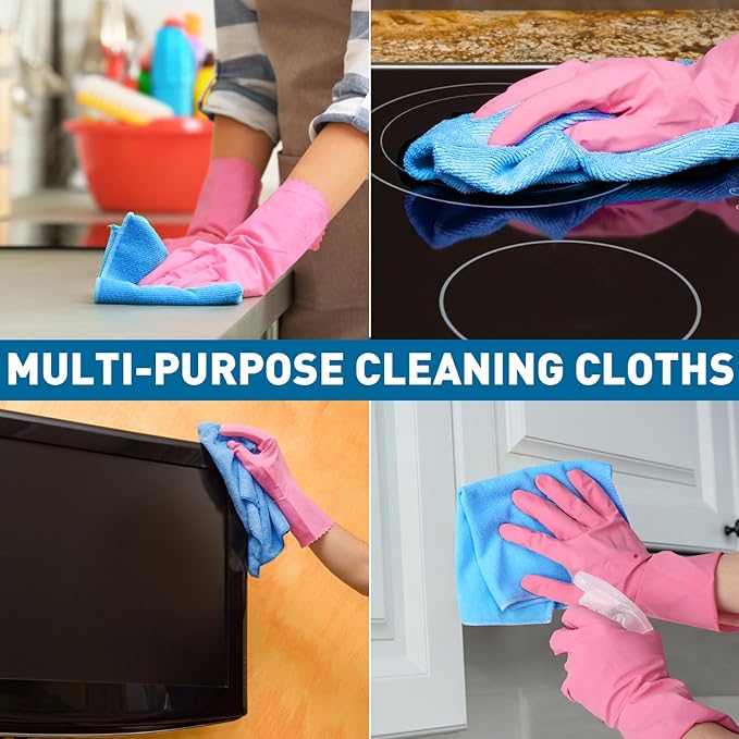 Microfiber Towels Bulk-400 Pack, Cleaning Cloths, Microfiber Towels for Cars, Cleaning Rags Blue (12x12 inches)