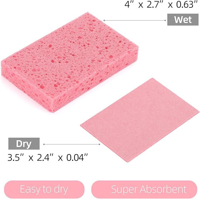 48Pcs Kitchen Sponges- Compressed Cellulose Sponges Natural Dish Sponge for Kitchen Bathroom Cars, Highly Absorbent