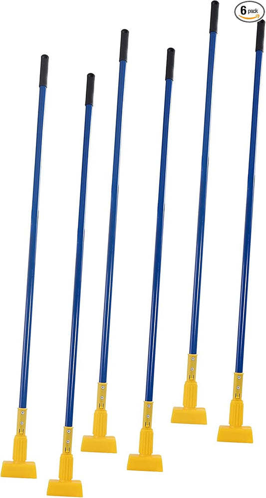 Matthew Cleaning Commercial Quick-Change Iron Mop Handle for Floor Cleaning Heavy Duty Mop Stick Replacement 60inch Jaw Clamp-Style Wet Mop Handle 6 Packs