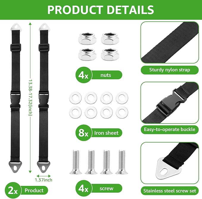 2 Set Bear Proof Trash Can Lock，Strong Buckle Straps Trash Can Locks for Raccoon Bear Proof，Adjuest 19.6" Garbage Can Locks Suitable for Outdoor Proof Animals