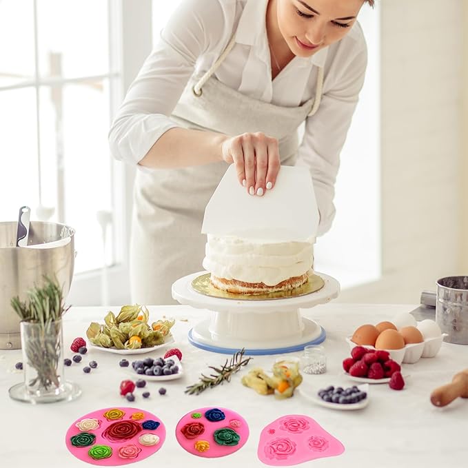 8-Pack Flower Molds Silicone, Fondant Molds, Flower Chocolate Mold, Leaf and Insect Assortment, for Clay Resin, Soap, Ice Cubes, Jelly, Wax, Baking and Cupcake Decoration